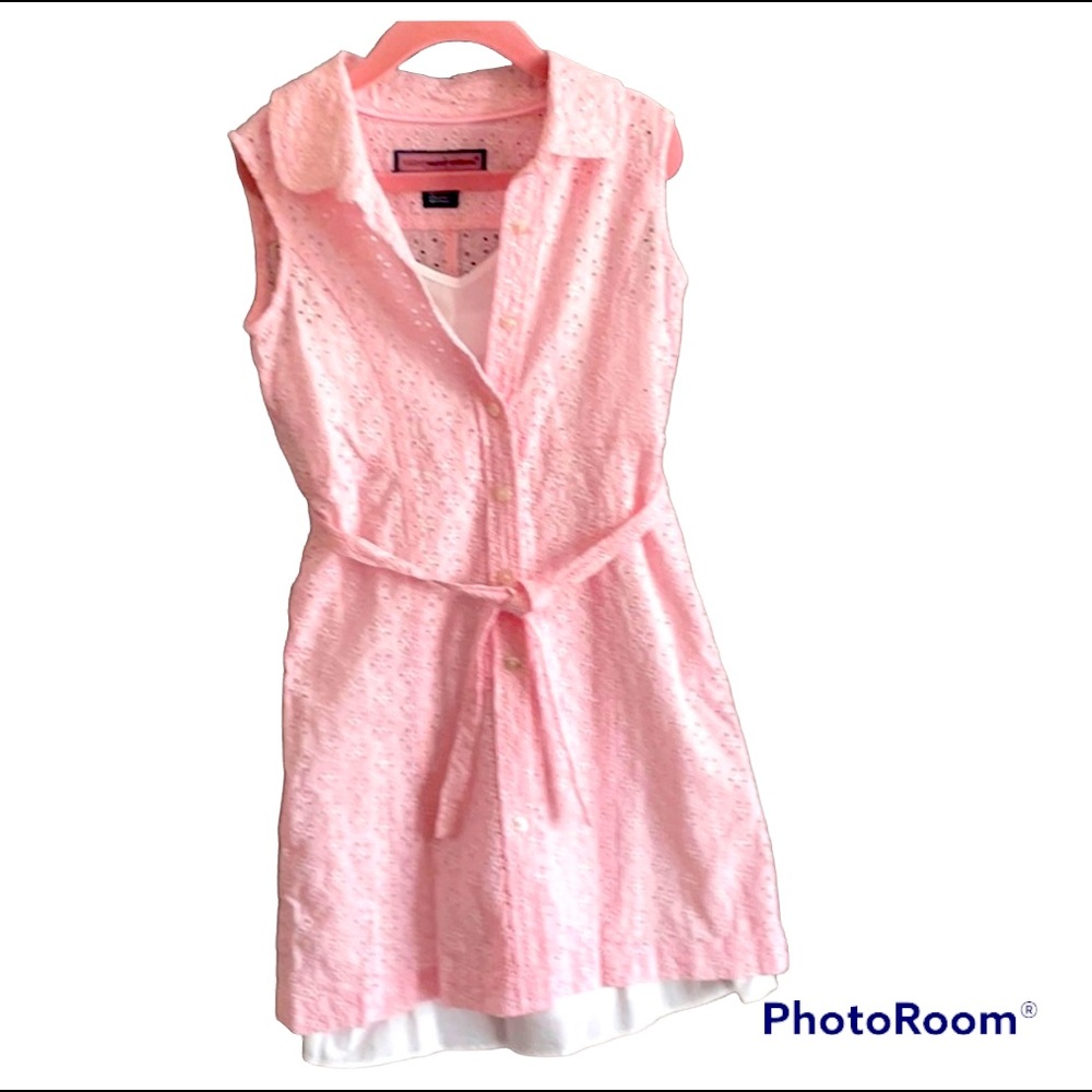 Vineyard Vines Pink Eyelet Tiered Dress size 8Y